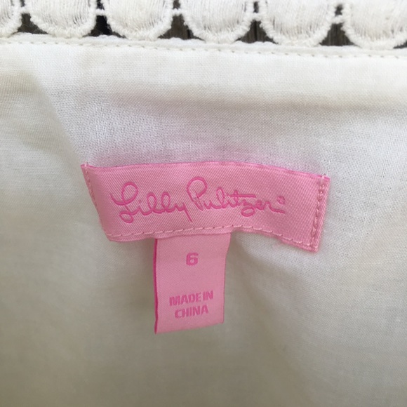 Lilly Pulitzer Embroidered Square Neck Floral Print Blouse Ivory 6 - Picture 3 of 13
